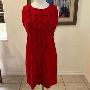Spense Red Ruffled Front Sleeveless Dress Size 10